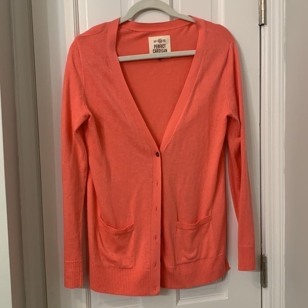 Size ML longer light weight cardigan So brand bright peach coral color